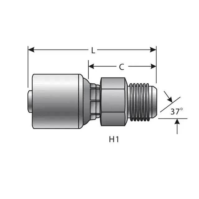 Terminal hidráulico Gates una pieza M-0 JIC – 4G-6MJ - Imagen 2